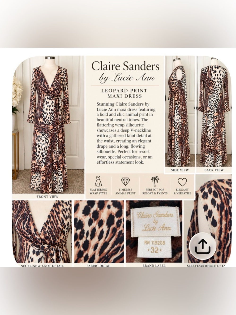 Leopard Print - Brown/Black Lucie Ann robe vintage